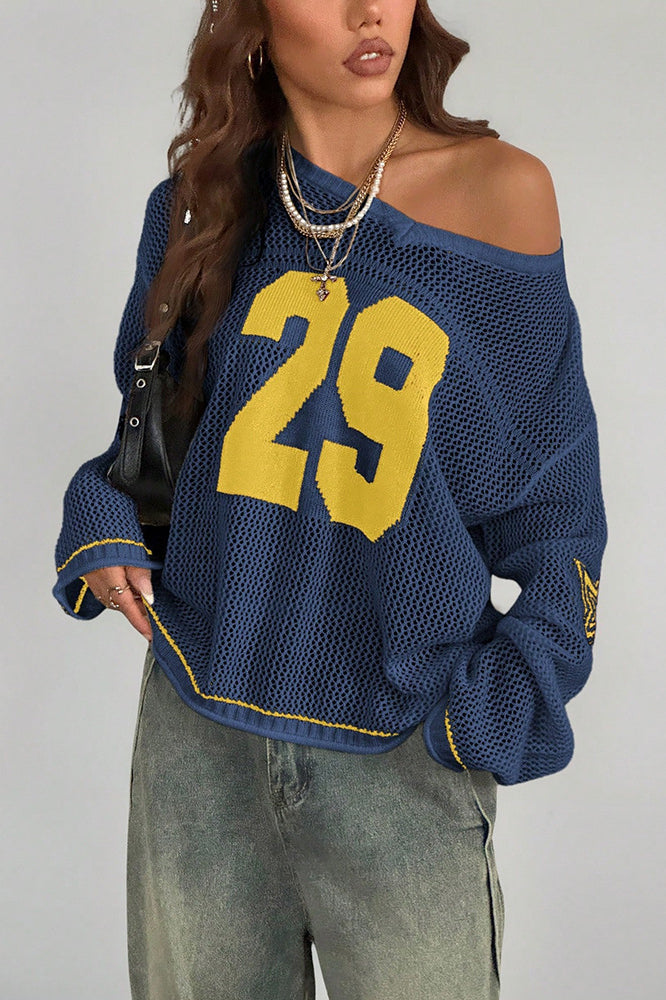 Drune | Cozy V-neck knit sweater with digital print