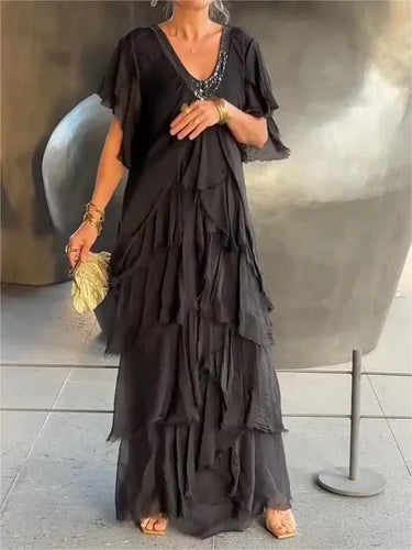 Drune | Elegantes Maxikleid mit Tiefem Ausschnitt