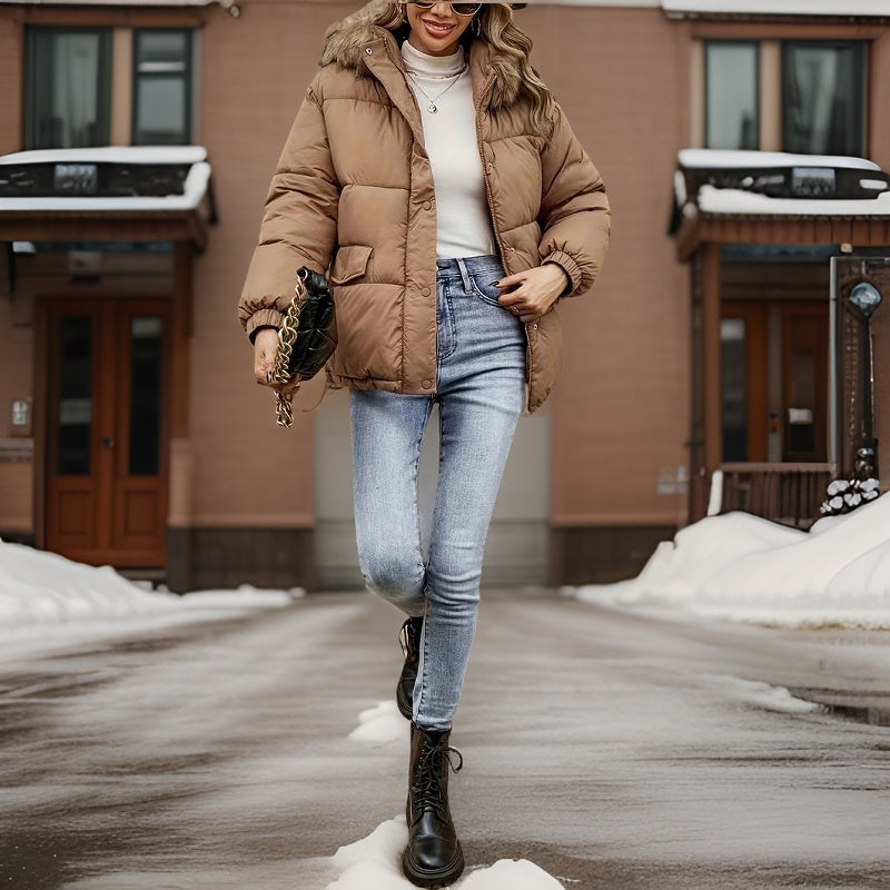 Drune | Warme Jacke mit plüschiger Pelzkappe