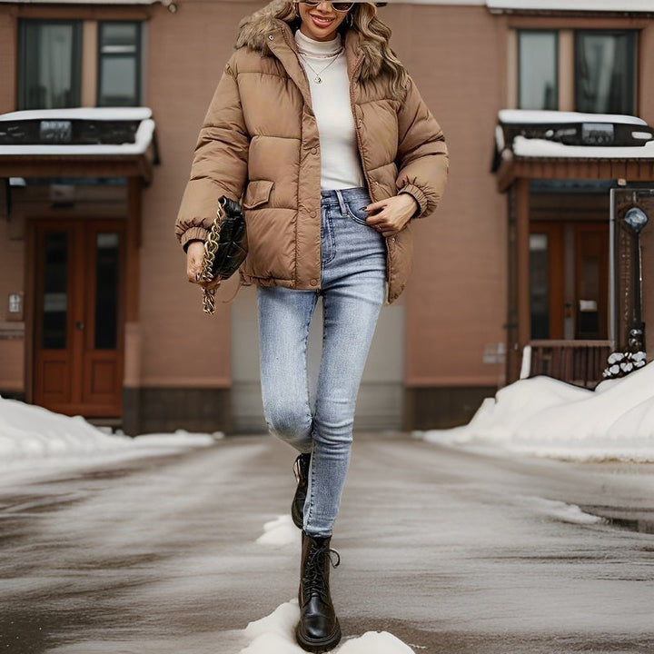 Drune | Warme Jacke mit plüschiger Pelzkappe