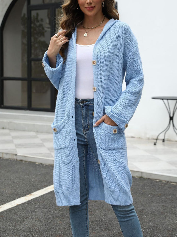 Drune | Lange Strickjacke Knopfverschluss Zeitlos und Bequem