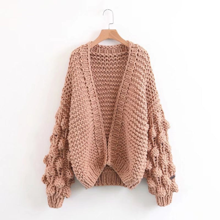 Damen Grob gestrickter Oversized Cardigan mit voluminösen Ärmeln Drune