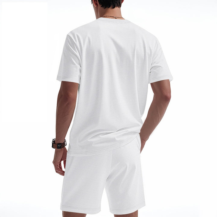 Drune | Waffel-Kurzarm-Shorts Zweiteiliges Set