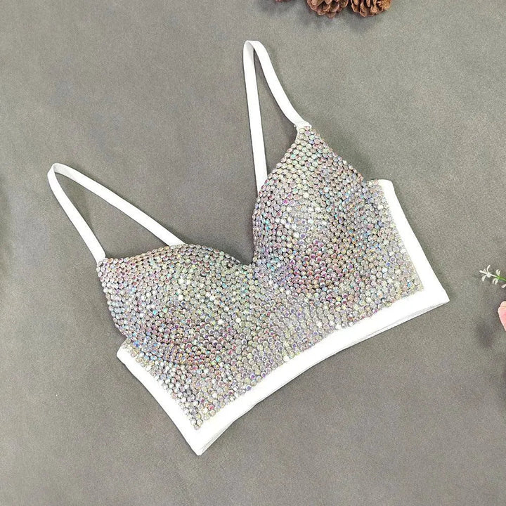 Drune | Top sexy mit V-Ausschnitt im Bustier-Stil mit leichten Diamanten