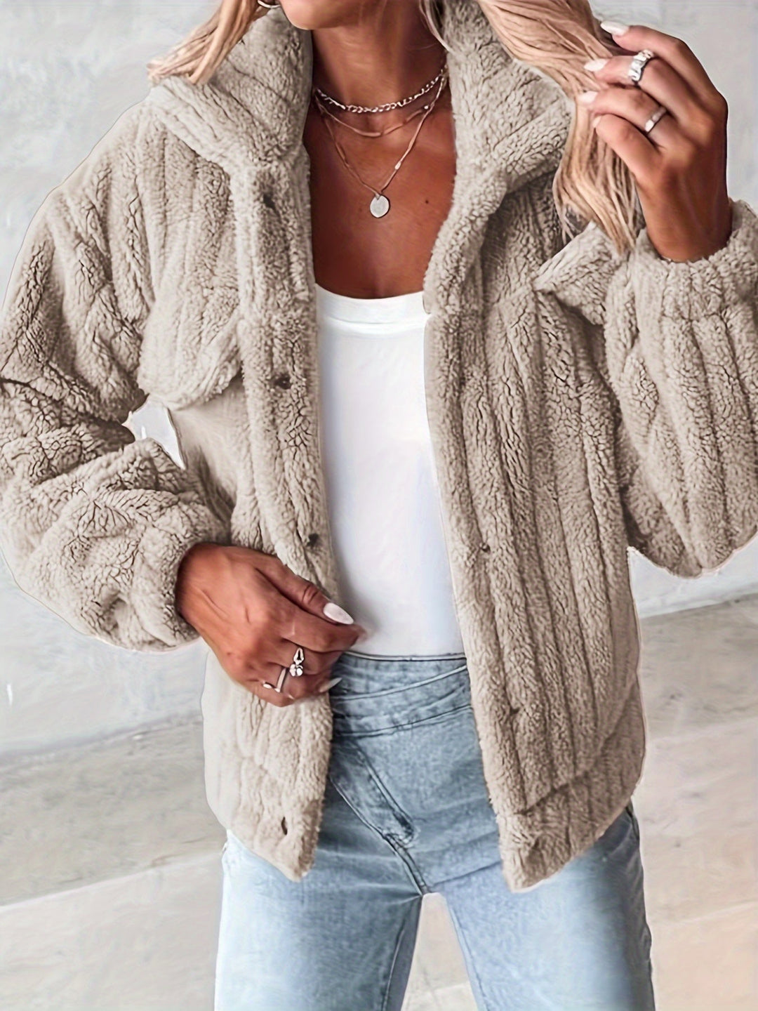 Drune | Teddyjacke mit Taschen Weich und Gemütlich Perfekt Für Kalte Tage