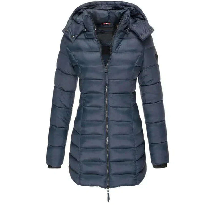 Drune | Damen Lange Winter Pufferjacke mit Kapuze