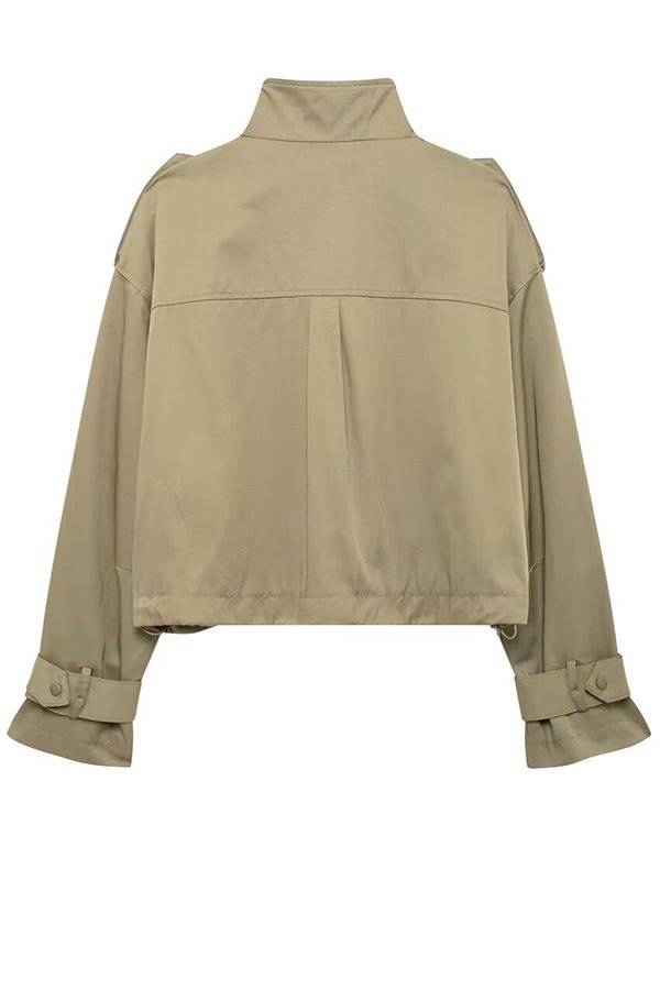 Drune | Charm Strap Details Pocketed Cargo Stil Reißverschluss Lockere Jacke