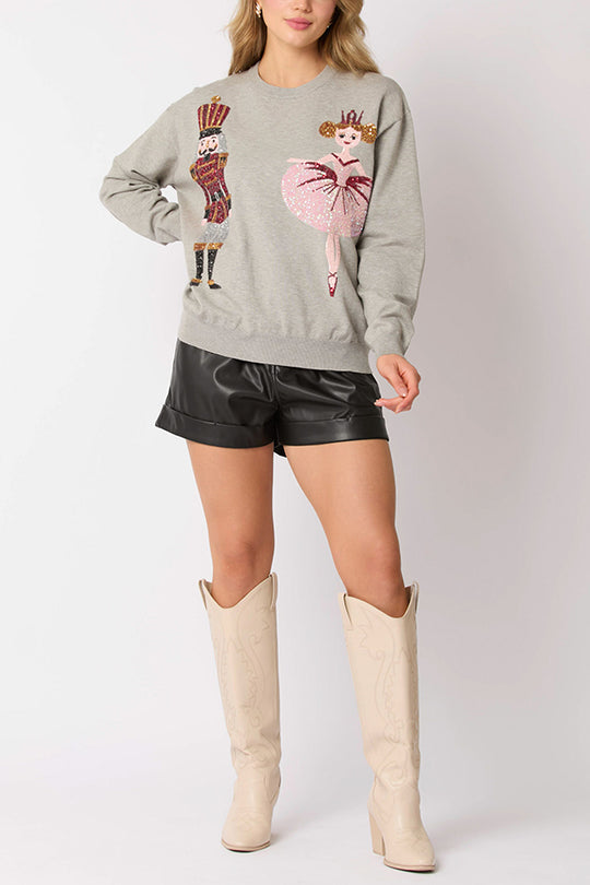Drune | Weihnachtssoldat Pailletten Mode Lässiger Sweatshirt