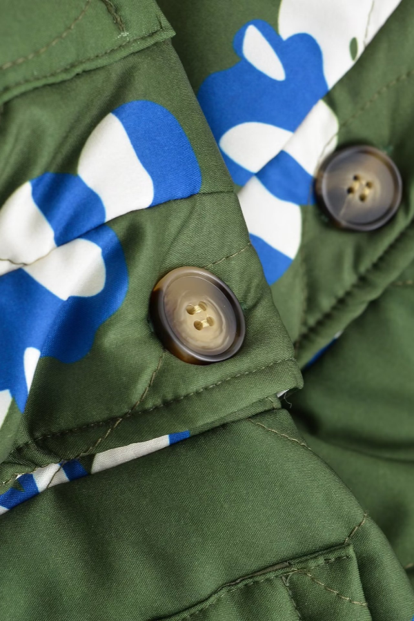 Drune | Gedruckte Rundhals Einreihige Dünne Baumwolljacke