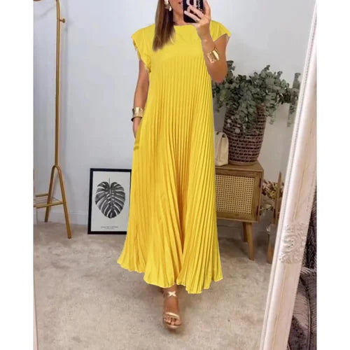 Drune | Einfaches Einfarbiges Plisseekleid