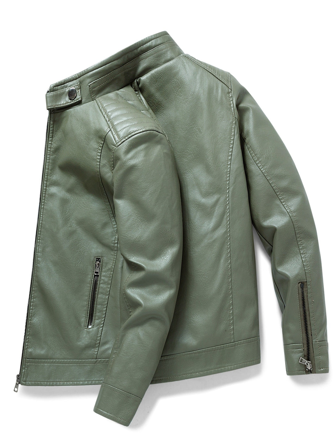Drune | Stylische Lederjacke mit Reißverschluss Taschen