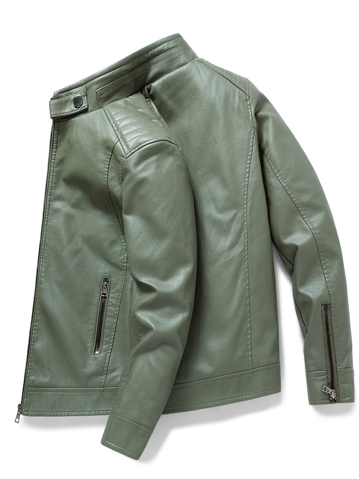 Drune | Stylische Lederjacke mit Reißverschluss Taschen