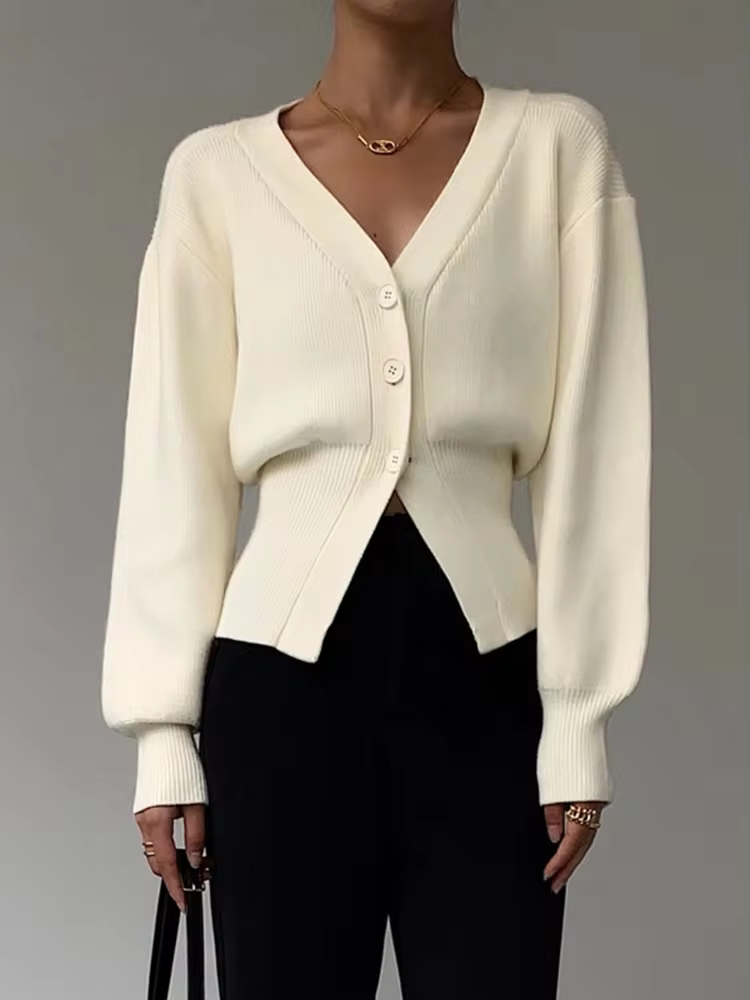 Drune | Strick-Cardigan mit V-Ausschnitt und Knopfleiste