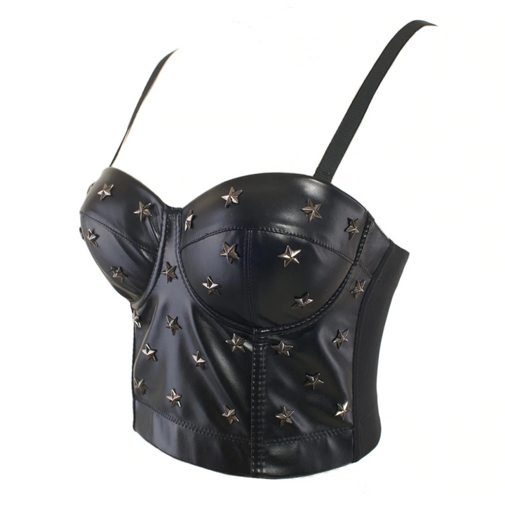 Drune | Schwarzes Sternen-Crop-Top