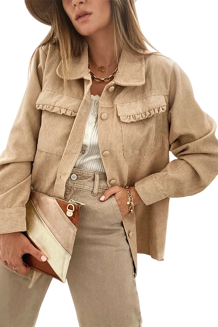 Drune | Cordurahemdjacke mit Rüschendetails Baumwollmischung Elegant und Modern