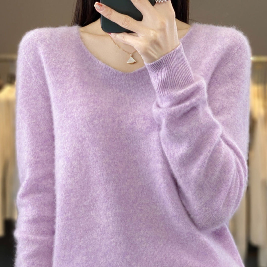 Drune | Lockere Damenpullover mit V-Ausschnitt für Herbst und Winter