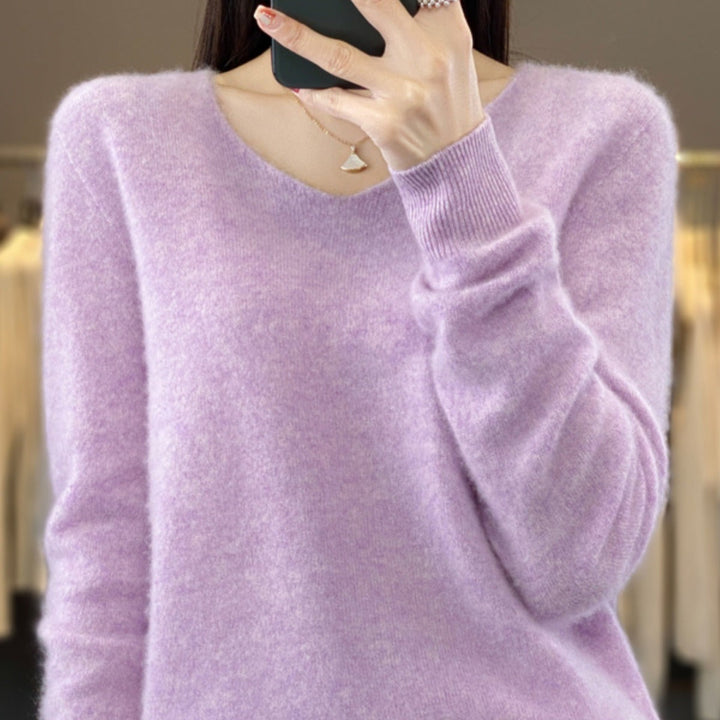 Drune | Lockere Damenpullover mit V-Ausschnitt für Herbst und Winter