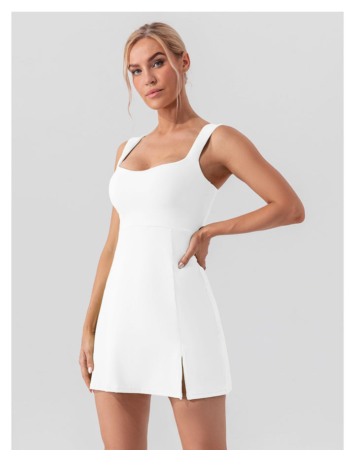 Drune | Hosenträger einfarbig Yoga Tennisrock leichtes Sportkleid