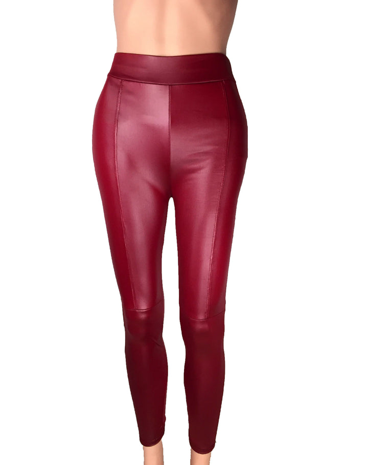 Damen Hochtaillierte Leggings aus hochwertigem Kunstleder mit nahtloser Verarbeitung Drune