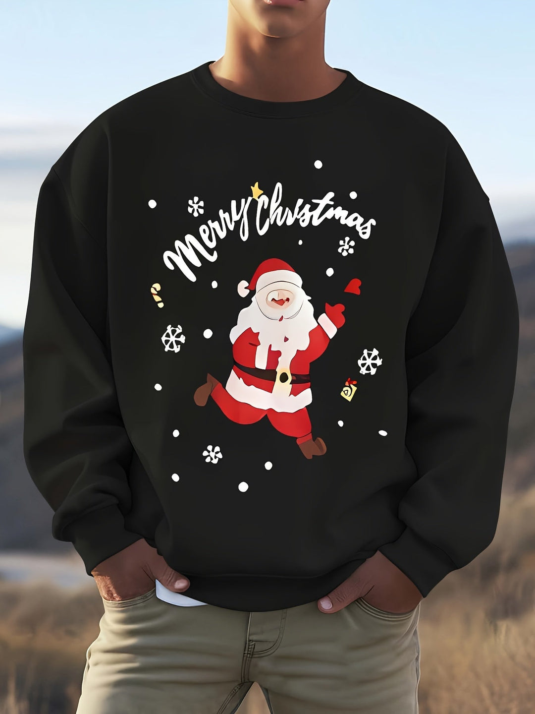 Drune | Sweatshirt mit Weihnachtsmotiv Baumwolle Frohe Weihnachten Design