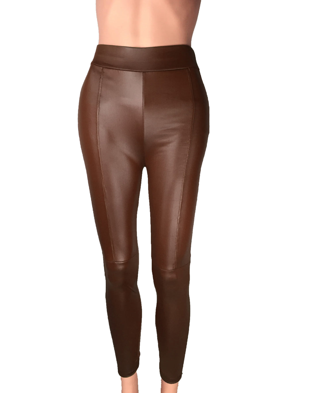Damen Hochtaillierte Leggings aus hochwertigem Kunstleder mit nahtloser Verarbeitung Drune