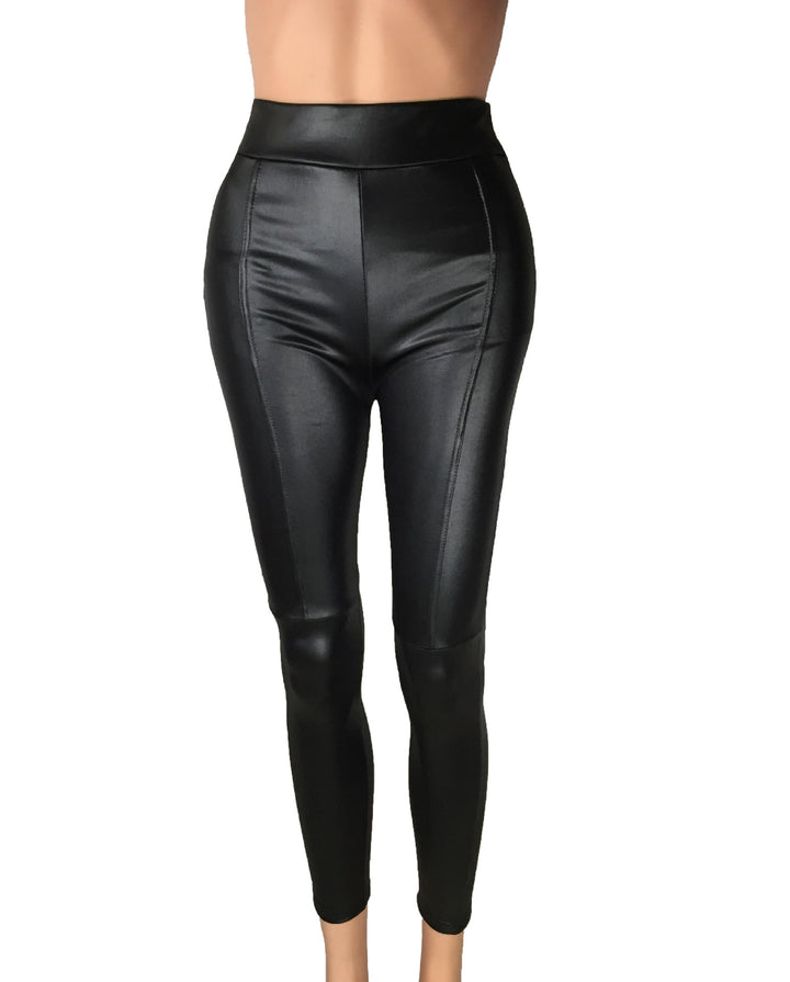 Damen Hochtaillierte Leggings aus hochwertigem Kunstleder mit nahtloser Verarbeitung Drune