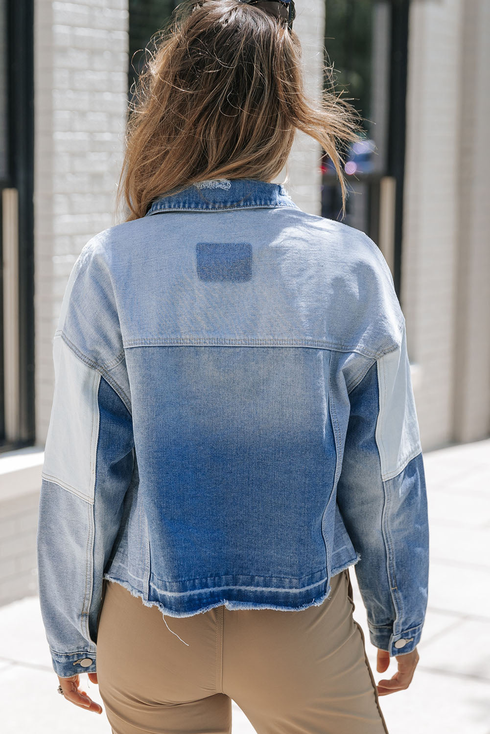 Drune | Denimjacke mit Patchwork und Fransigem Saum Herbst Frauen