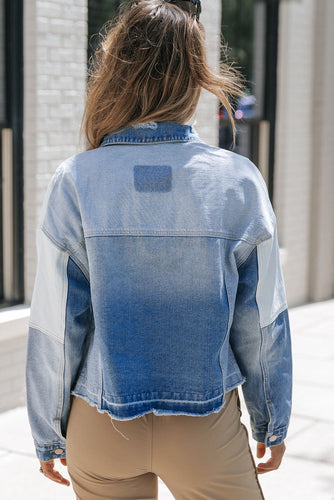 Drune | Denimjacke mit Patchwork und Fransigem Saum Herbst Frauen