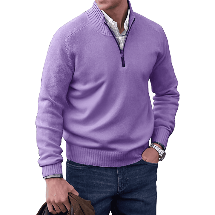 Drune | Klassischer Halb-zip Pullover Für Männer Baumwolle Komfortabel und Warm