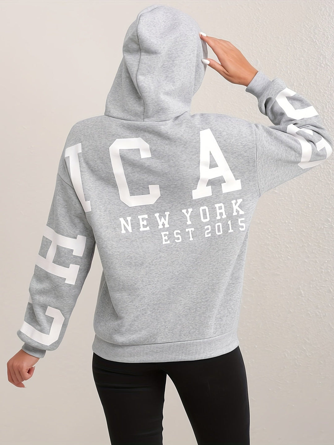 Drune | Kapuzensweatshirt mit Druck Baumwolle Chicago New York Design