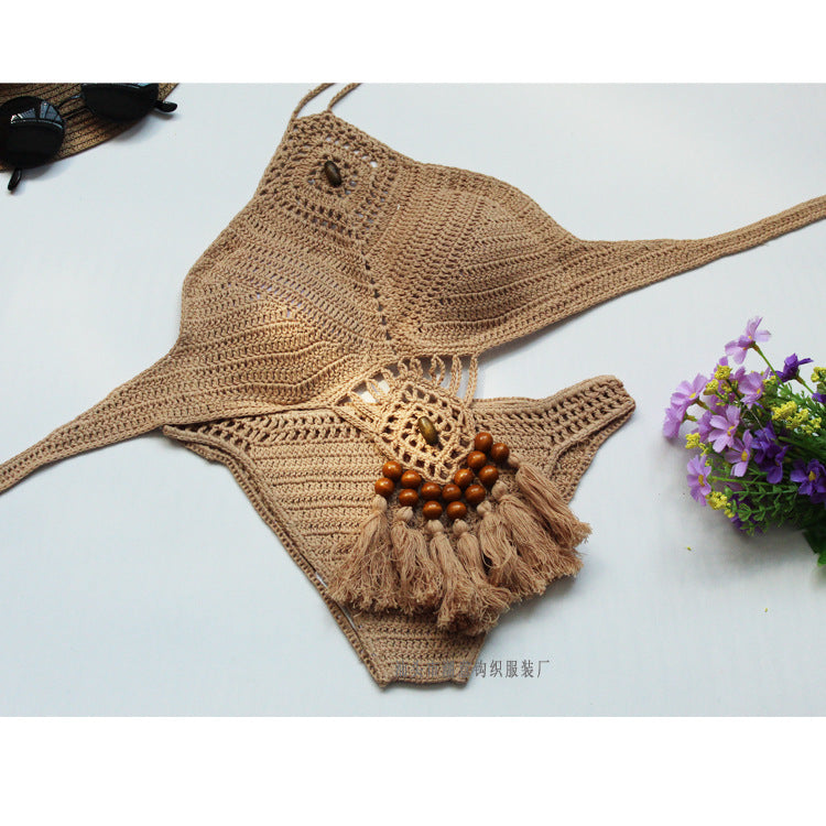 Damen Häkel-Bikini-Set mit einzigartigem Design und Quasten Drune