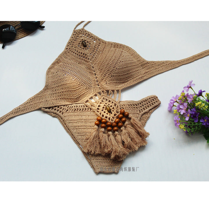 Damen Häkel-Bikini-Set mit einzigartigem Design und Quasten Drune