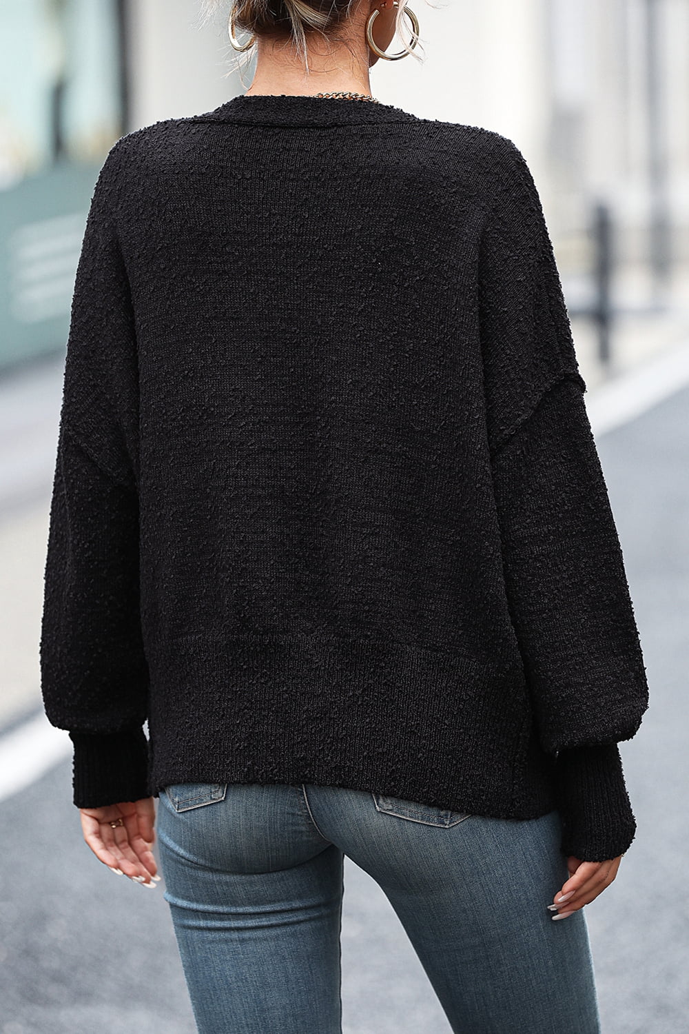 Drune | Knopfleiste Cardigan mit fallen Schultern