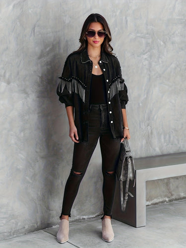 Drune | stilvolle Jeansjacke mit Fransen