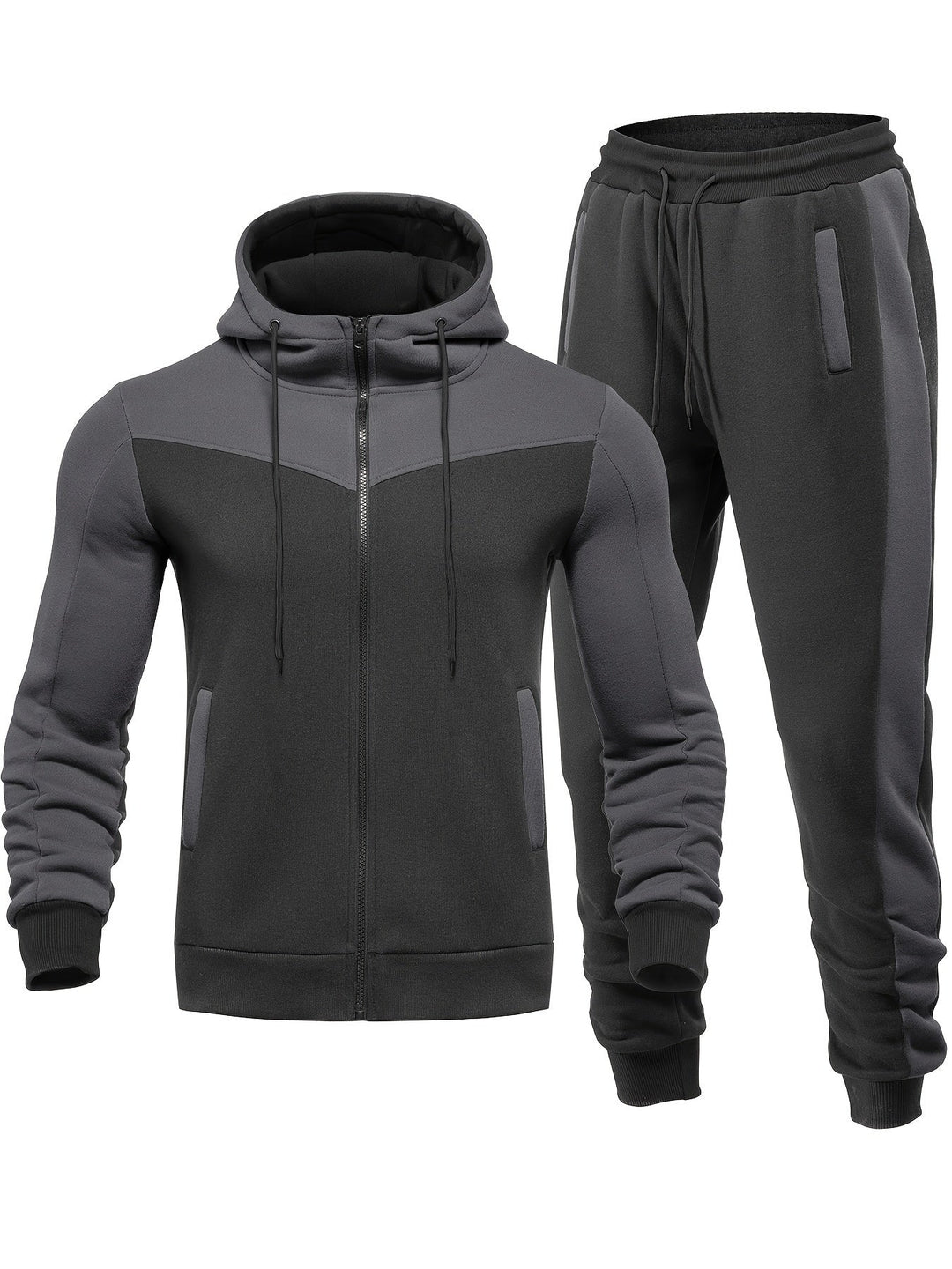 Drune | Unifarbener Trainingsanzug Mit Kragen Jacke Und Hose Für Herren - Perfekt für lässige Tage