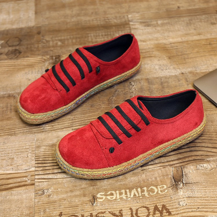 Damen nan niedriger Sneaker-Espadrille mit Veloursleder-Optik, elastischen Schnürbändern und geflochtener Jute-Sohle Drune
