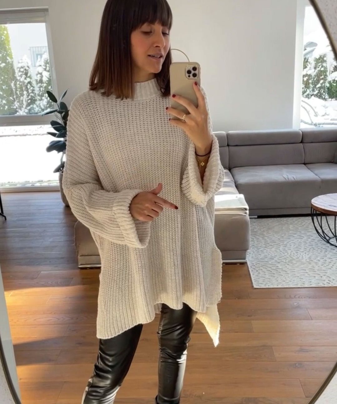 Drune | Cozy oversized knit sweater in soft beige