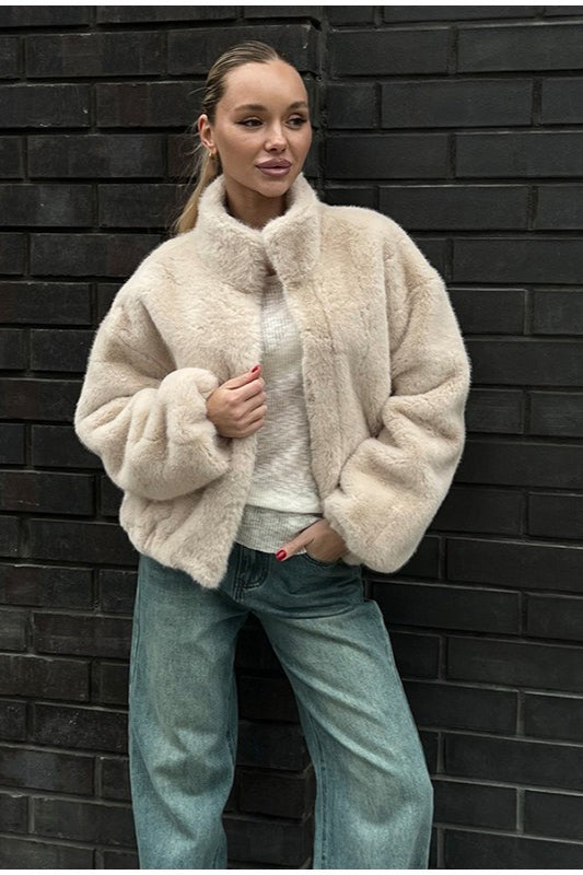 Drune | Kragen Kunstpelz Kurzjacke
