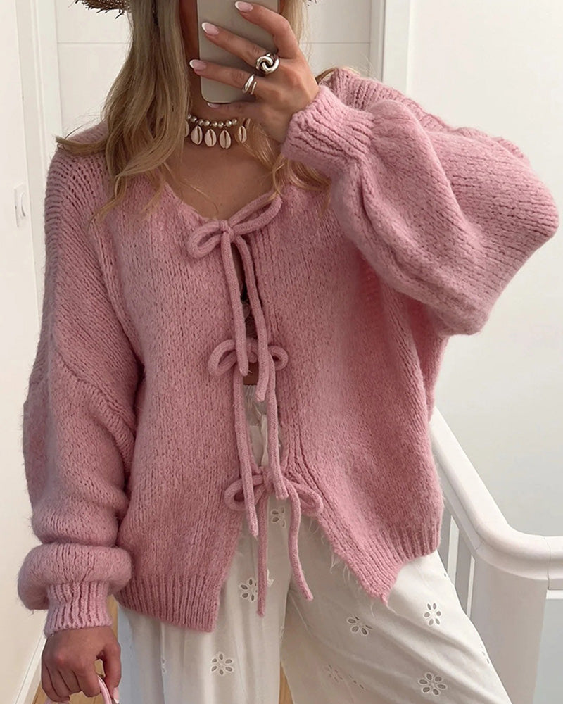 Drune | Strickjacke mit Schnürung Im Lazy Stil