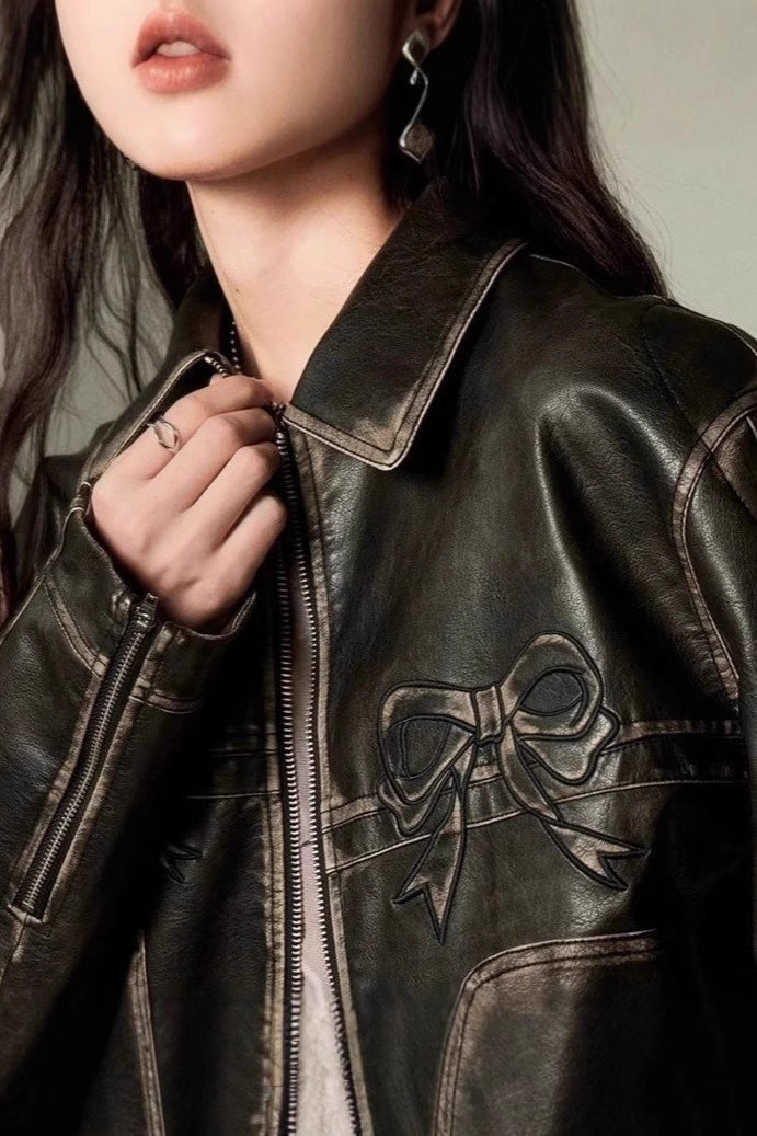 Drune | Dekor Faux Leder Bikerjacke