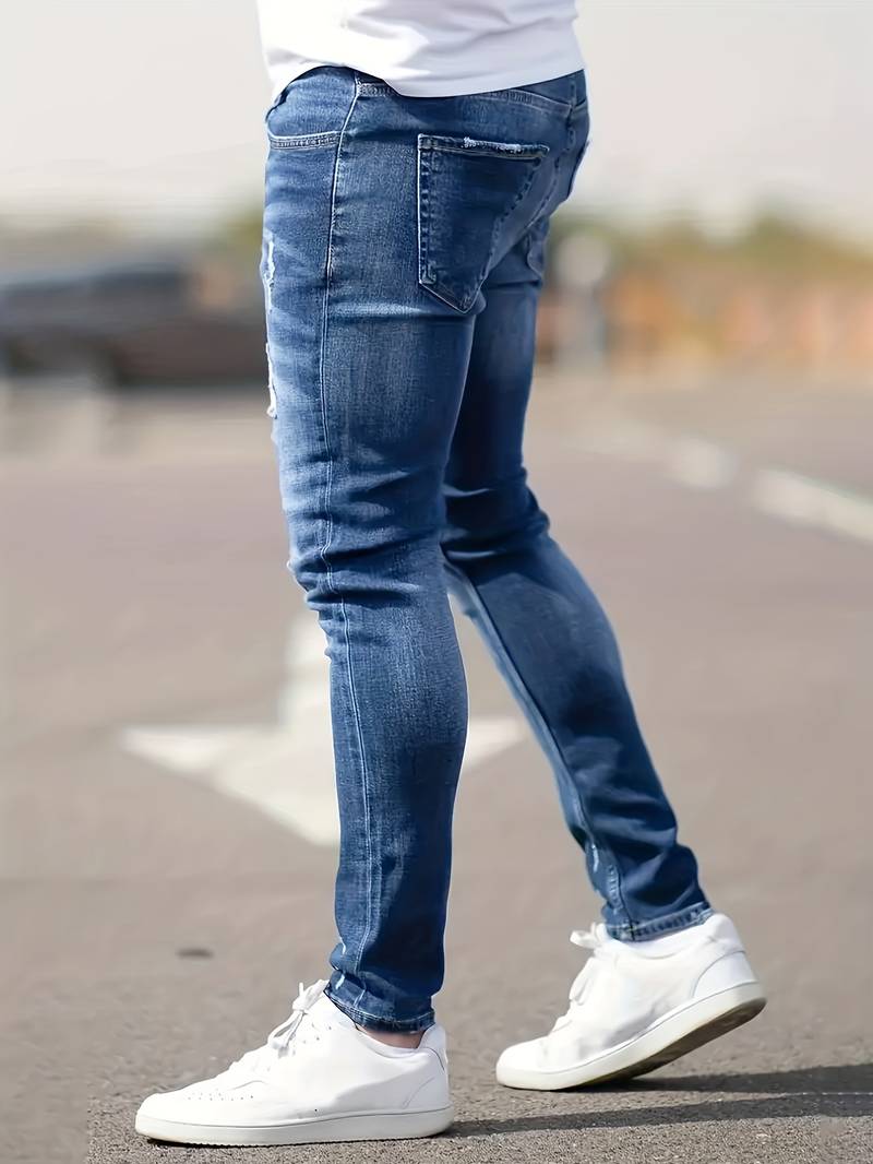Drune | Skinny Fit Jeans mit Rissen - Stretch Denim Hose für Alltag & Streetwear Style