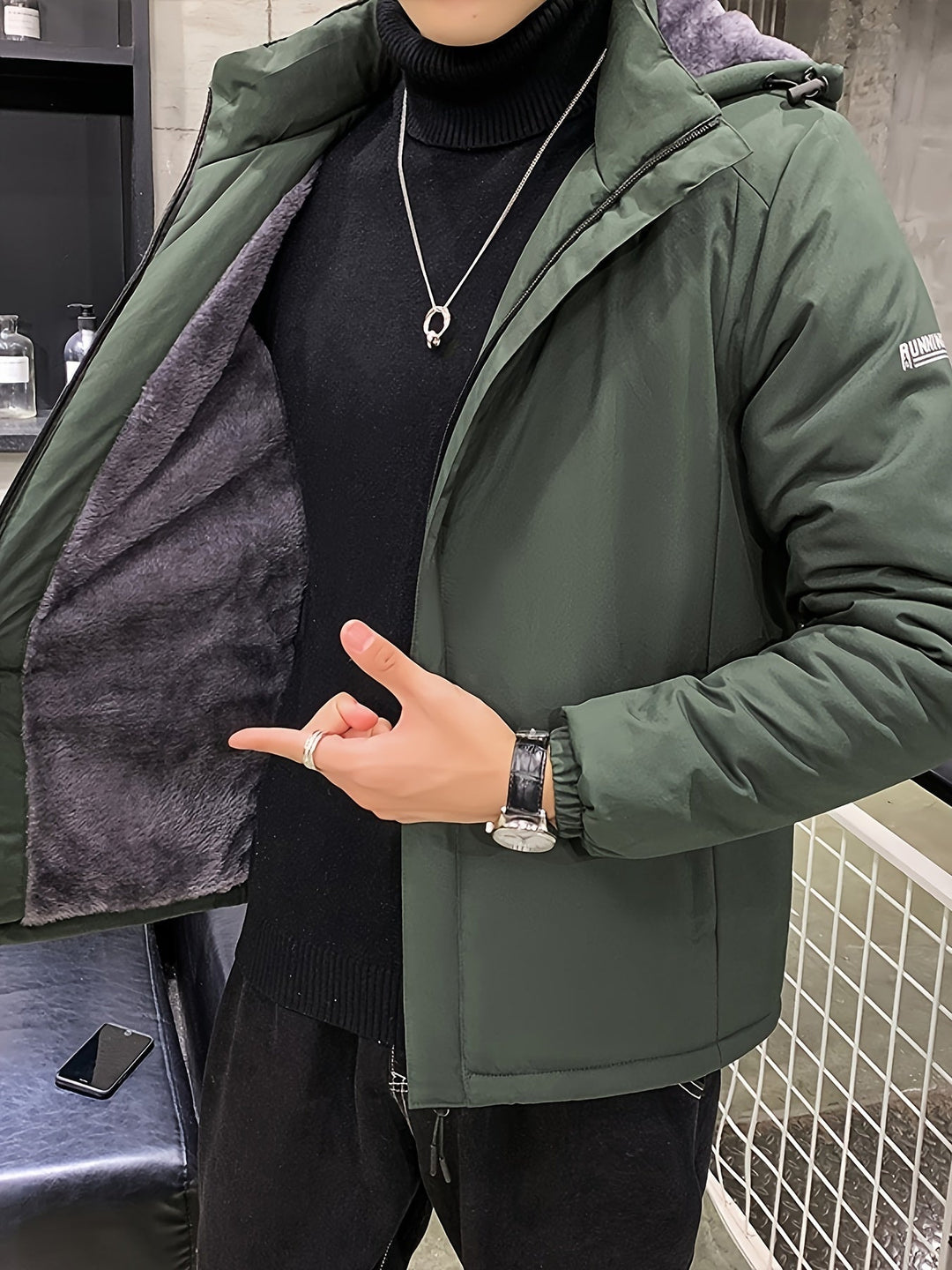 Drune | Casual Kapuzen Lange Winter Jacke Für Herren - Ideal für Winter