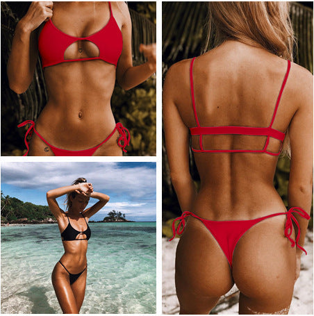 Damen Cut-Out Bikini-Set mit elegantem Ausschnitt und seitlichen Schnürungen Drune