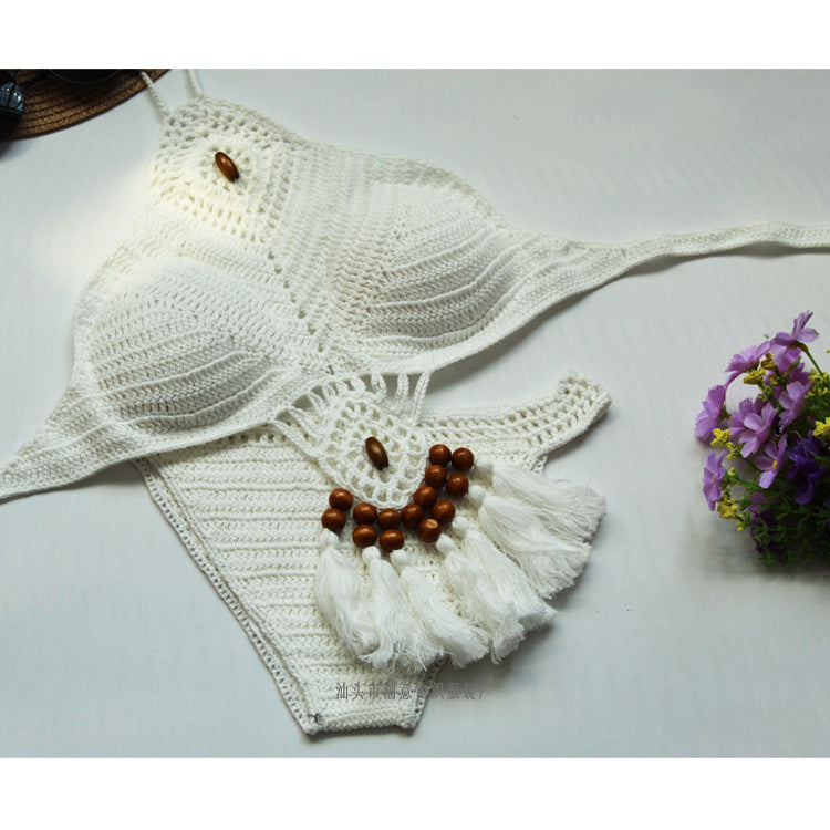 Damen Häkel-Bikini-Set mit einzigartigem Design und Quasten Drune