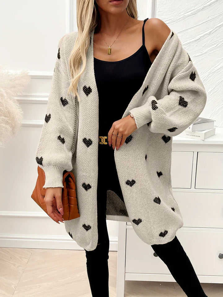 Drune | Herzmuster Wolle Strickcardigan für Damen - Perfekt für den Alltag