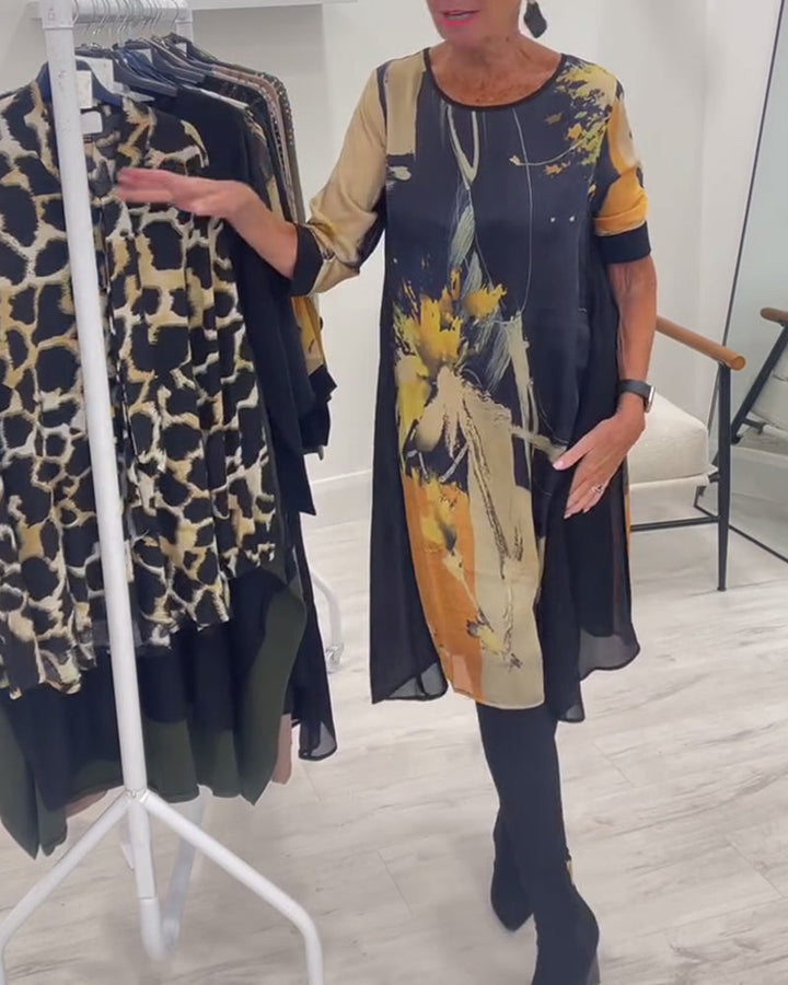 Drune | Rundhals Ausschnitt und Retro Print