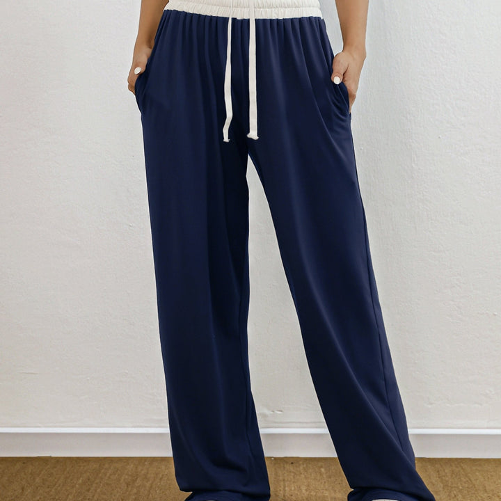 Drune | Hohe Stretch Farbkombination Trainingshose Mit Taschen