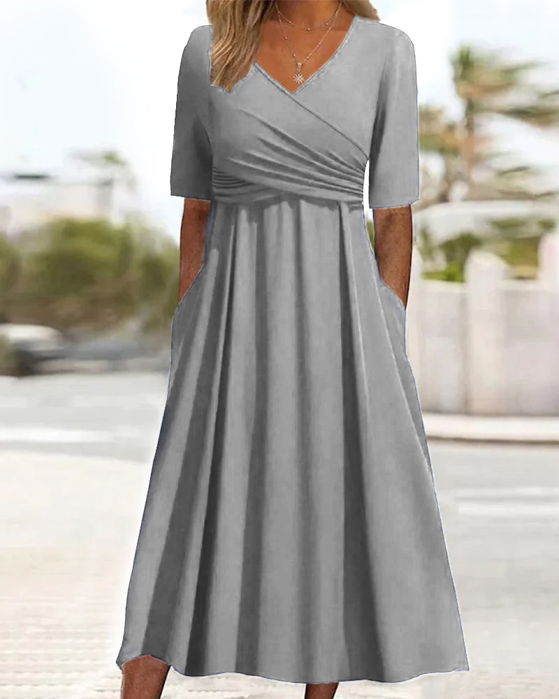 Drune | Kurzärmliges Blaues Crossover-Kleid