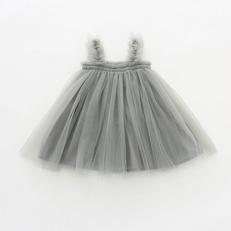 Mädchen Tüll Twirl Kleid mit Rüschen-Trägern Drune