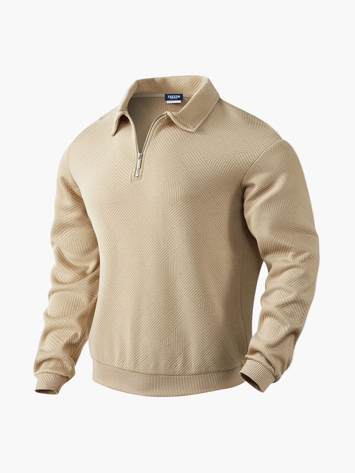 Drune | Halb-Zip Pullover mit Strukturmuster - Smart-Casual Stil für Alltag und Büro